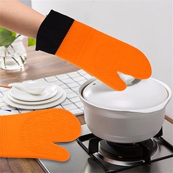 Lqchl Práctico Microondas guantes de silicona antideslizante ...