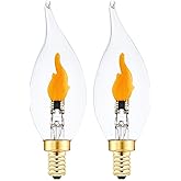 Sunaiony Flickering Flame Light Bulbs Candelabra Base E12 Flame Bulb, LED Flickering Candle Fire Light Bulbs for Christmas Ho
