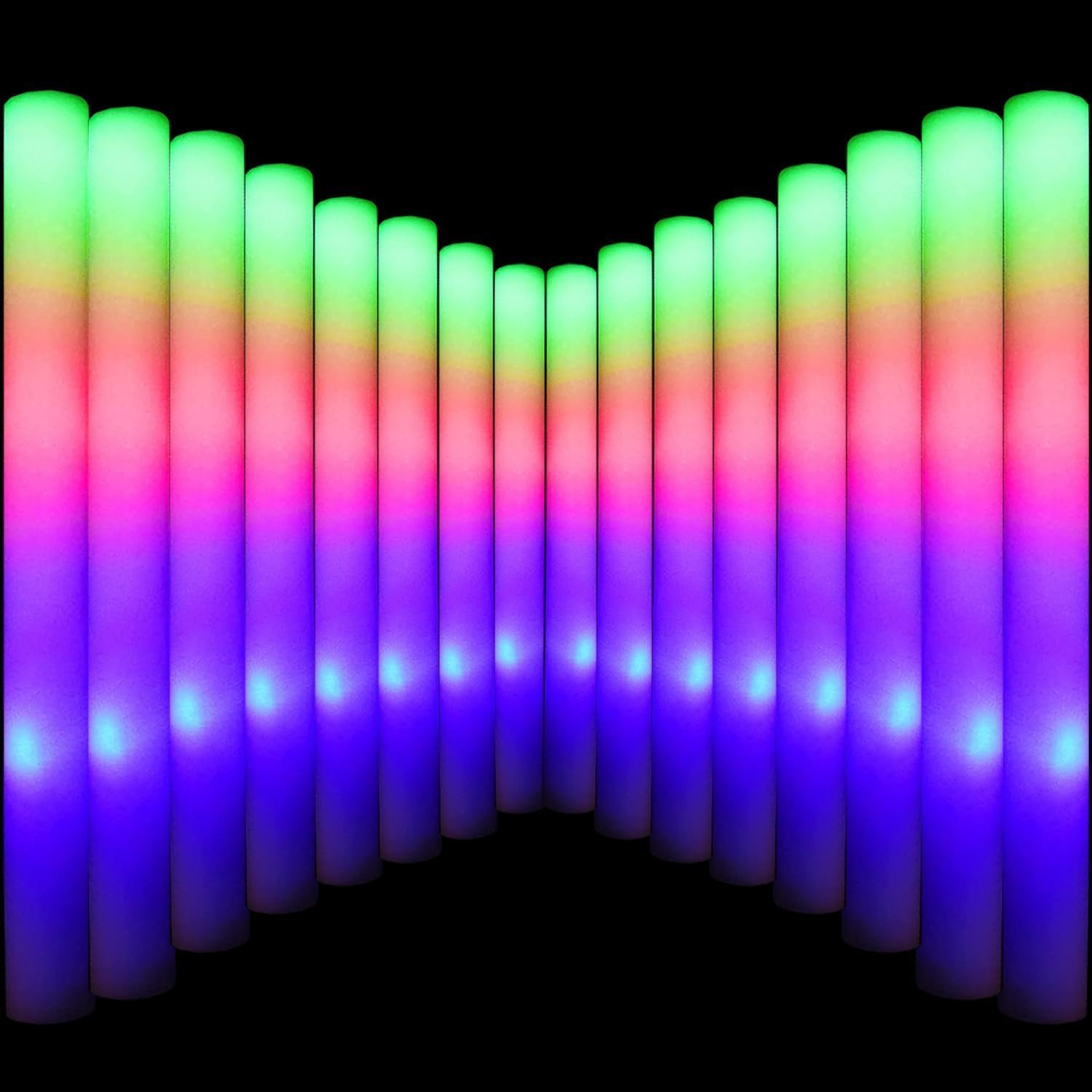 LifBetter Light Up Glow Sticks Bulk, LED Foam Sticks in The Dark with 3 Modes Flashing Led Foam Multicolor Batons Light up Party Favors for Birthdays, Weddings, Concerts, Festivals (68pcs) Image