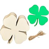 15 Pack 6 Inch Wood 4 Leaf Clover Cutouts Unfinished Shamrock Cutouts Wooden 4 Leaf Clover Hanging Ornaments Shamrock St. Patrick's Day Ornaments for Home Party Decoration