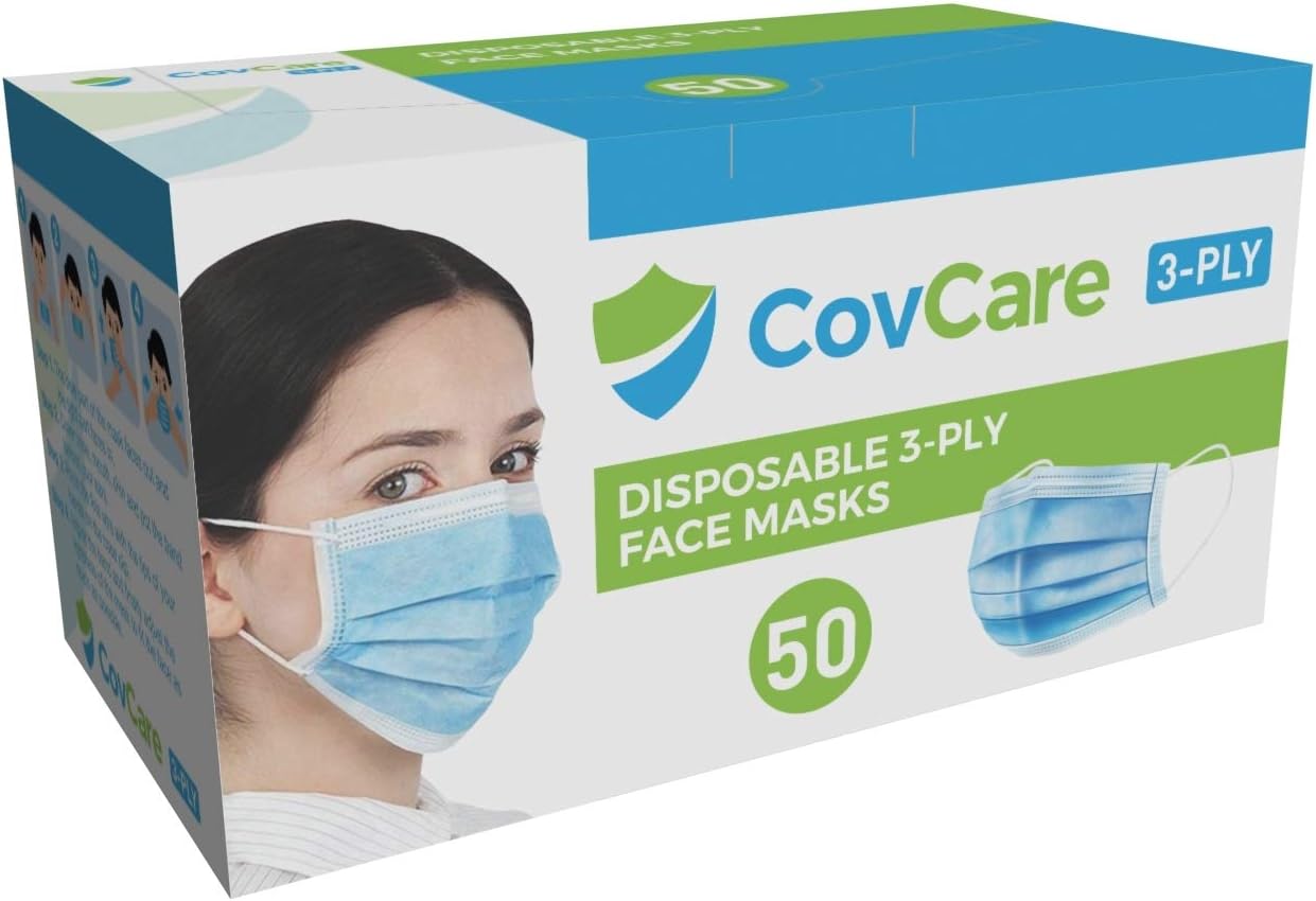 CovCare 3 Ply Disposable Protective Mask (50 Pack)