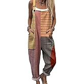 coveralls for women Jumpsuits for Women Boho Floral Print Overalls Button Straps Wide Leg Bib Jumpsuits with Pockets(S-5XL)