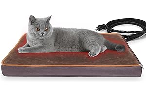 NAMOTEK Outdoor Heated Pet Bed for Cats Dog in Winter with Orthopedic Foam Base Auto Constant Temperature Electric Heating Pad & Waterproof Liner for Dog House Cabin Cot Doorway(19.7"Lx15.7"Wx1.7"Th)