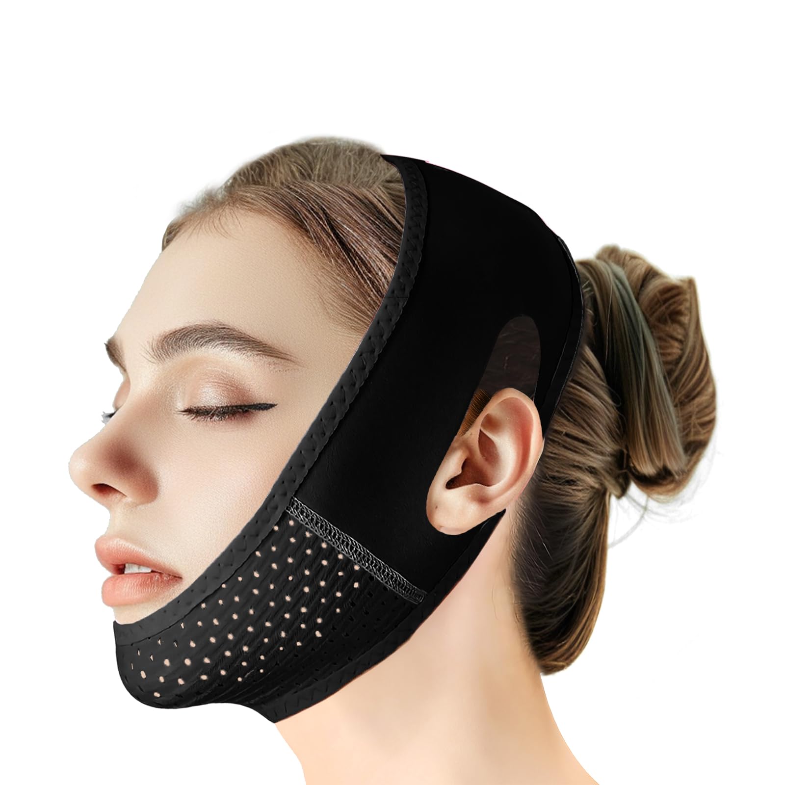 Photo 1 of Beiskll Reusable V Line Lifting Mask with Chin Strap, V Shaped Face Mask for Sagging, Jaw Exerciser (Black)