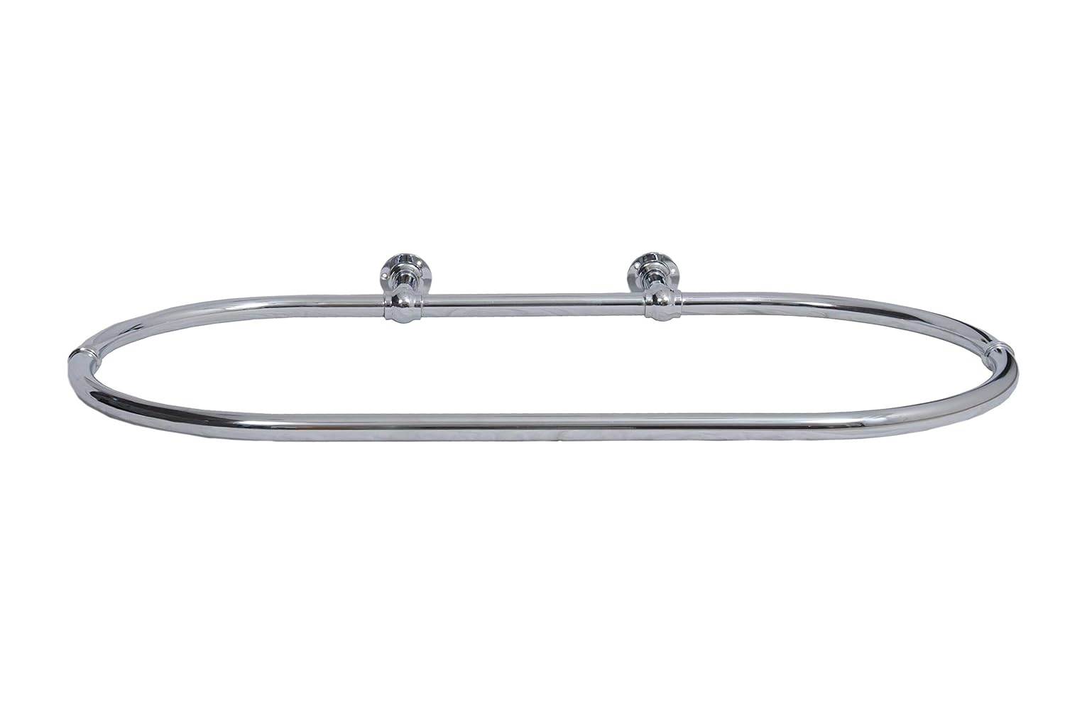 Tringle de rideau de douche ovale chromée avec étais de fixation au mur