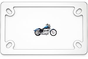 FOTN FTON Stainless Steel Motorcycle License Plate Frame Compatible with Harley,Yamaha - Timeproof Motorcycle Tag Frame (Silver)