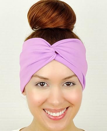 Amazon Com Twist Headband Lilac Stretchy Turban Style Wide Head
