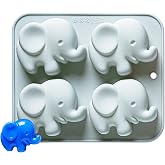 4-Cavity Cute Eleplant Silicone Molds for Candy and Soap | Eleplant Shapes Candy Molds for Chocolate, Gummy, Jello, Ice Cube, 6.34 x 5.39 x 1.10 inches, Nonstick, Flexible