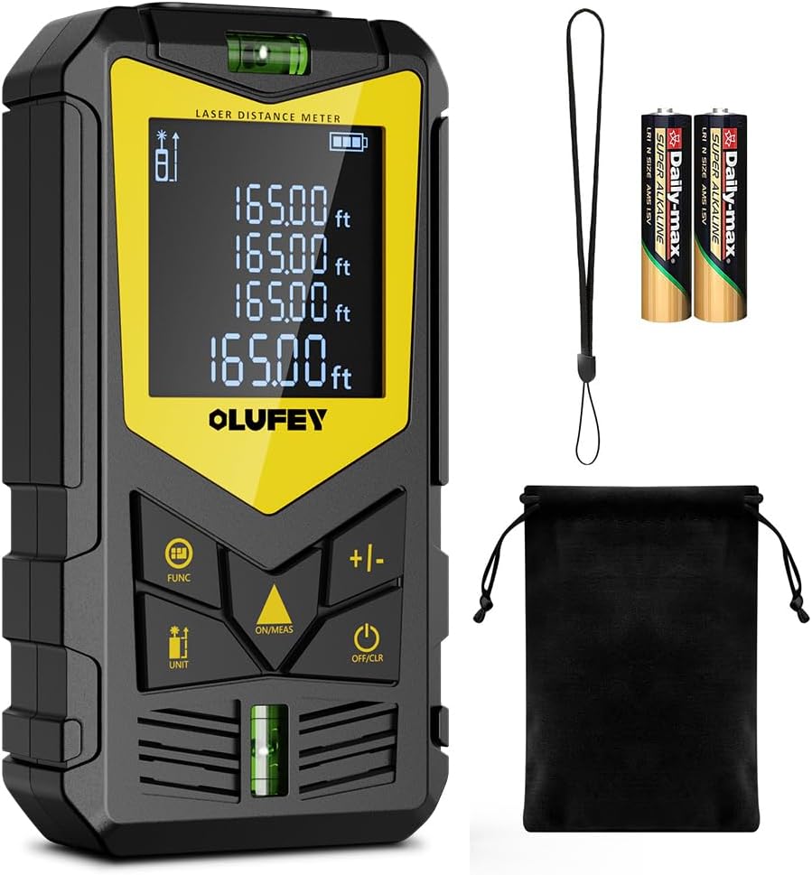 Olufey OL120A Laser Measure Distance Meter IP54 LCD Backlit Bubble Levels