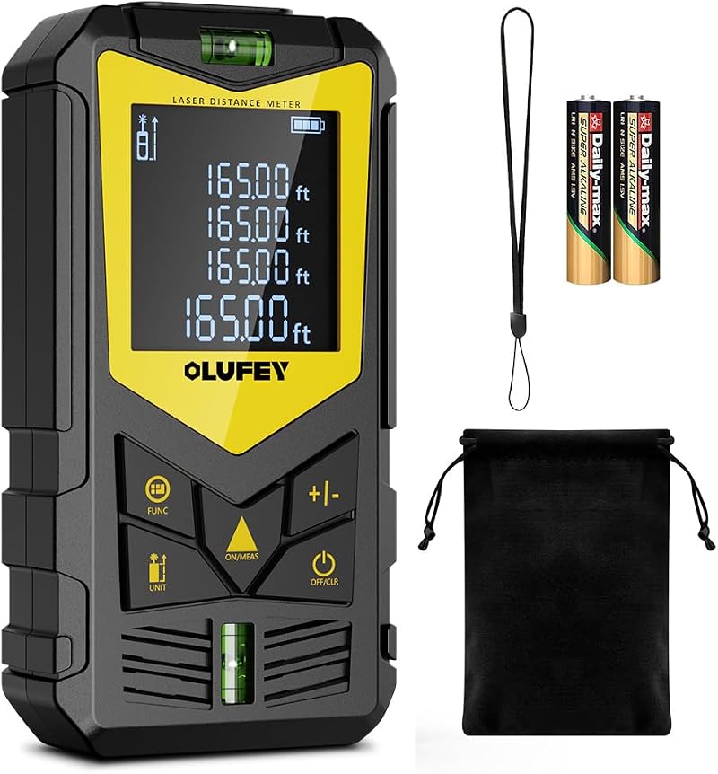 Olufey OL120A Laser Measure Distance Meter IP54 LCD Backlit Bubble Levels