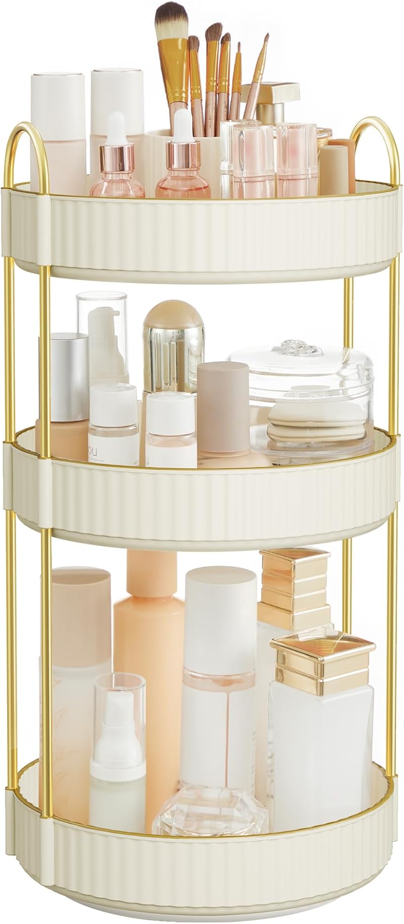 SONGMICS Makeup Organiser Rotating 3-Tier Round JKA011W01 Cloud White
