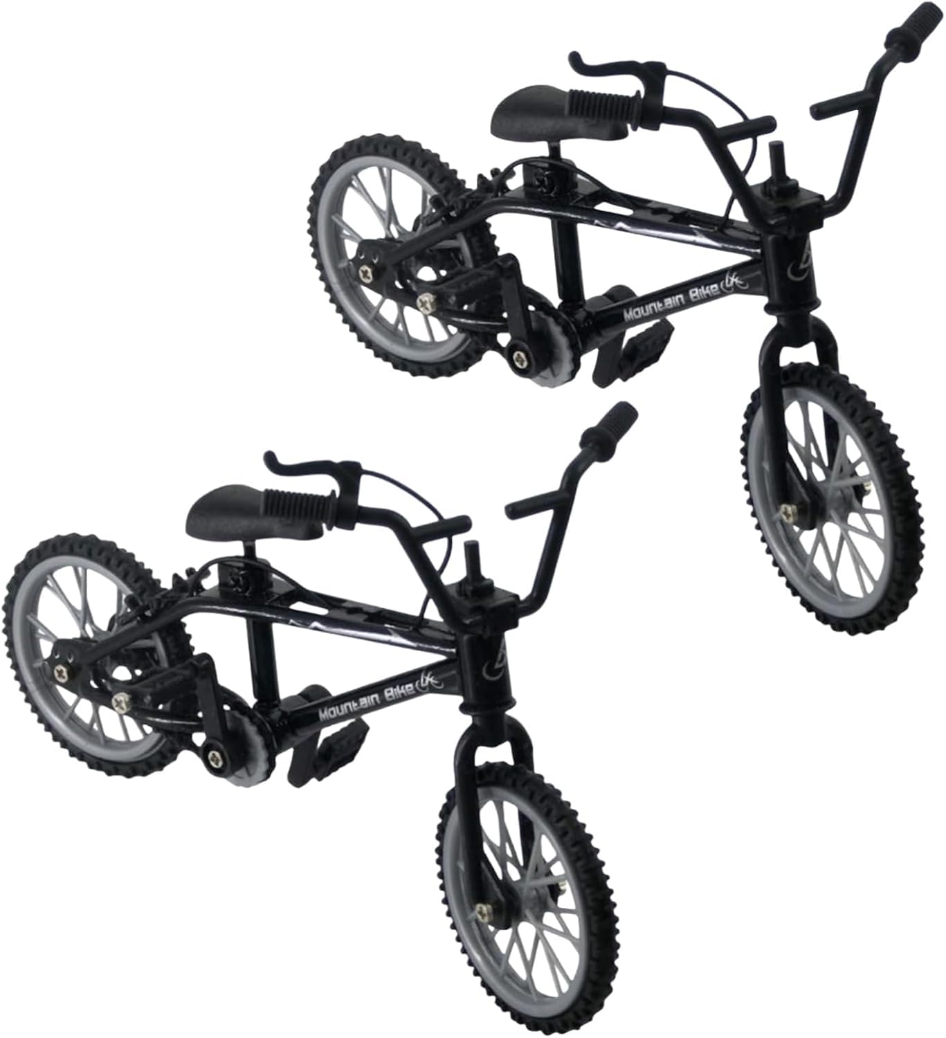 JIzian 2Pcs Black 1/18 Diecast Bike Action Figure Toy,Mini Finger Mountain Bike Bicycle Art Crafts Desktop Decor Finger Bikes