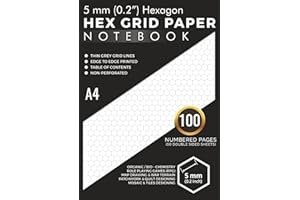 5mm Hexagons Hex Grid Paper Notebook A4: Edge to Edge Printed Grey Colour Hexagonal Graph | 100 Numbered Pages (50 Double Sid