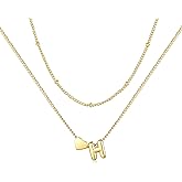 Sahoottie Heart Initial Necklaces for Women Letter Necklace 14K Gold Plated A-Z Necklace Women's Jewelry Valentines Day Gifts for Women
