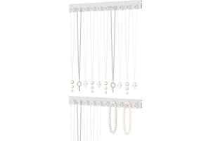 Ausalivan Wall Mounted Hanging Necklace Organizer Holder,Small Necklace Hanger Wall Mount,Acrylic Jewelry Hooks Storage Long Necklace,Closet Hanging Bracelet Display Stand (2)