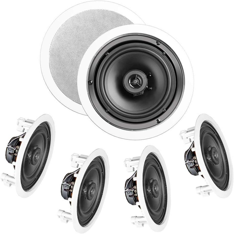 OSD Audio in-Ceiling/in-Wall Speaker Home Theater 5-Speaker Package w/Swivel Dome Tweeter Paintable Snap-in Grill (6.5" - 5 Pack)