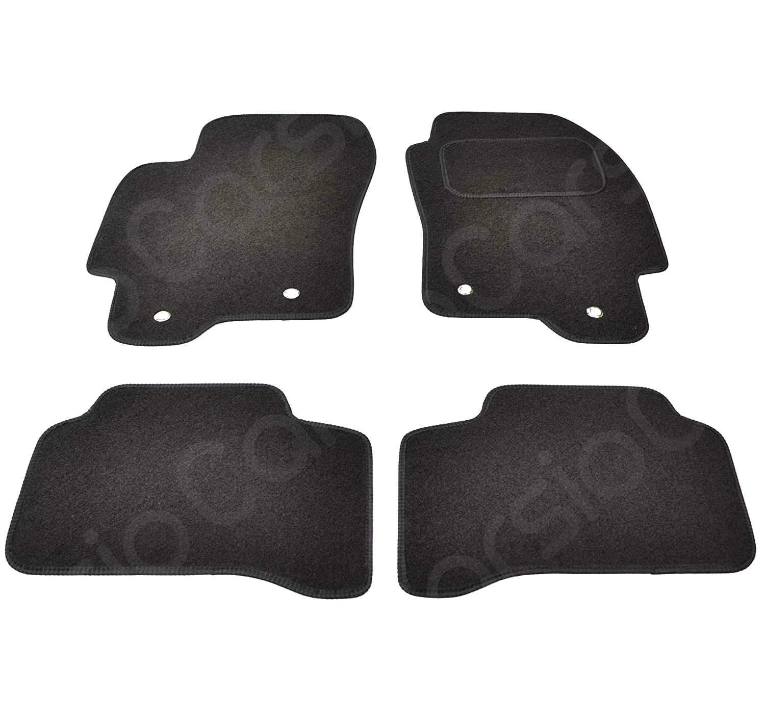 Carsio Carpet Car Mats For Jaguar X Type 2001 Onwards 4 Piece Set with 4 Clips Tailored Fit Floor Mat Complete Accessory Black Custom Fitted - All Weather, Anti-Slip Backing & Black Trim