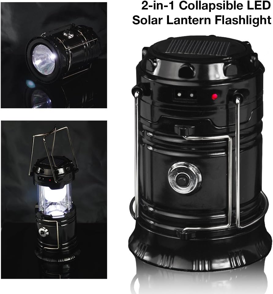 PARTYSAVING 2-in-1 Solar Rechargeable LED Lantern with Dual Power Supply and Built-in Power Bank, APL1418