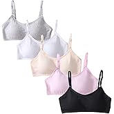 SIAEYINFY 4-6 Pack Girls Padded Training Bras,Girls Thin Cotton Breathable Sports Bra Fit for 12-16 Years Teen …