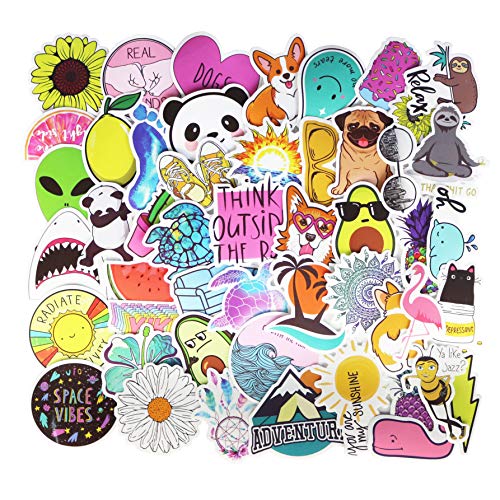Cute Laptop Stickers for Teen Girl, 50 Pcs/Pack Cartoon Trendy Waterproof Vinyl Decal, Perfect for Water Bottle Luggage Computer Notebook Car Skateboard Motorcycle Bicycle Guitar (Cute, 50 Pcs)