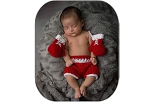 Vemonllas Newborn Photography Props Boys Girls Outfits Baby Photo Props Crochet Knitted Boxing Champion Gloves & Pants