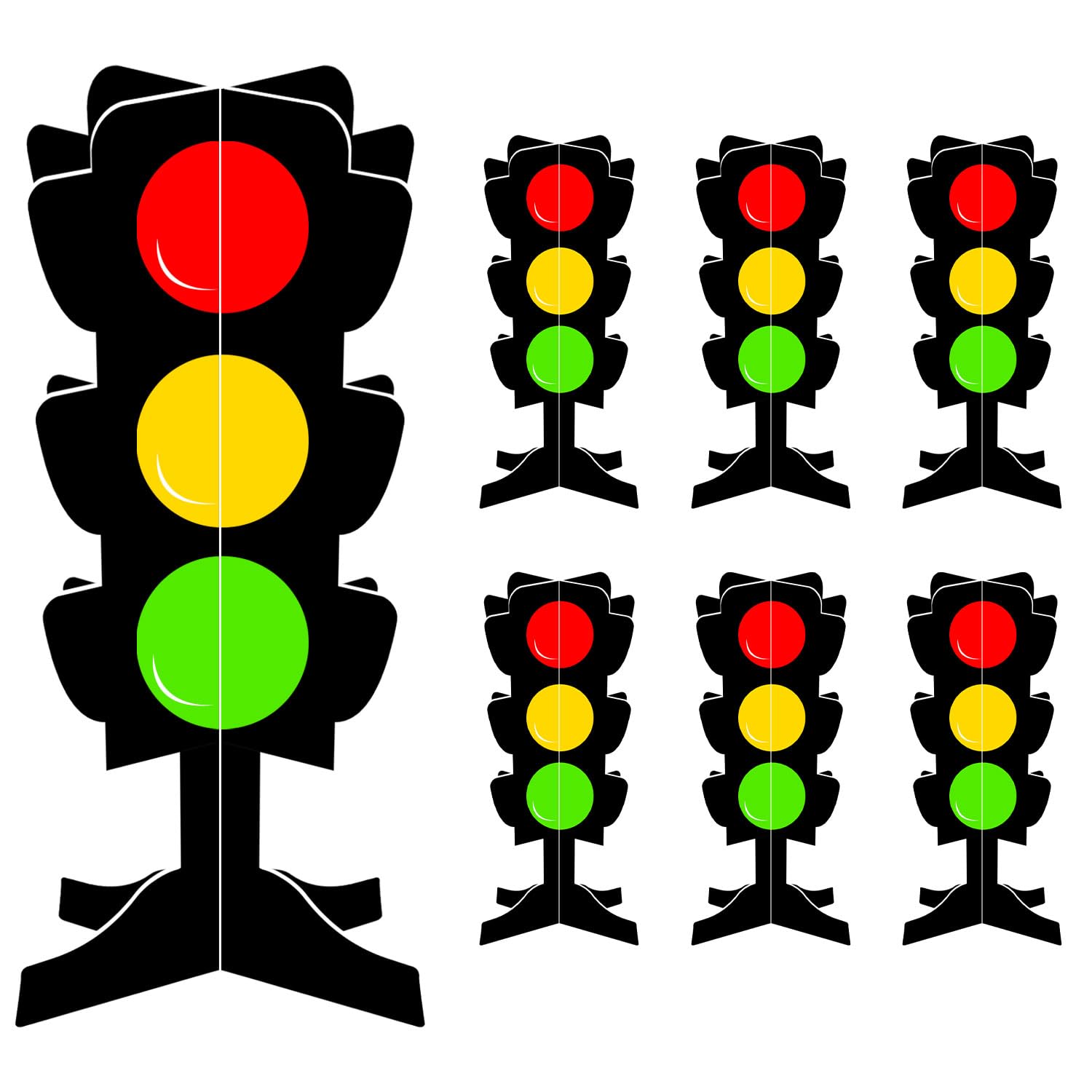 Photo 1 of 6 Pcs Traffic Light Centerpieces for Racing Cars Party Decorations, 3D Traffic Light Cardboard Car Fast One Birthday Decorations for Kids Transportation Construction Birthday Party Supplies