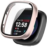[2-Pack] Senter Case Cover for Fitbit Versa 4、Sense 2, Soft TPU All-Around Bumper with Built-in Screen Protecto for Fitbit Versa 4、Sense 2 Smart Watch