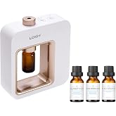 LOXIM Pride Aromatherapy Diffuser with Daytime Calm Collection Essential Oil Blends, Waterless Diffuser with Essential Oils, No Heat, Quiet, Battery Operated for Living Room Office Home Car (White)