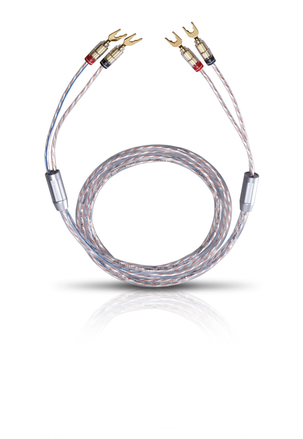 OEHLBACH Twin Mix Two 3.0 m Silver-Coated Speaker Cable with Banana Plugs, 2 x 6.0 mm², 1.5 A, 2.54 mm Gauge, Compatible with Speakers and Amplifiers