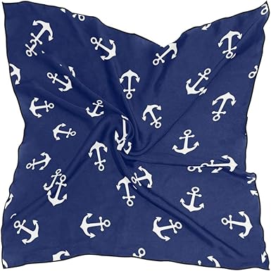 Xling Fashion Square Scarf Abstract Ocean Anchor Pattern