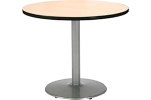 KFI Seating Round Pedestal Table with Round Silver Base, Commercial Grade, 36-Inch, Natural Laminate, Made in the USA