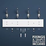 LARHN White Coat Hooks Wall Mounted Rack 4 Matt-Nickel 42 cm All Fixings view 5