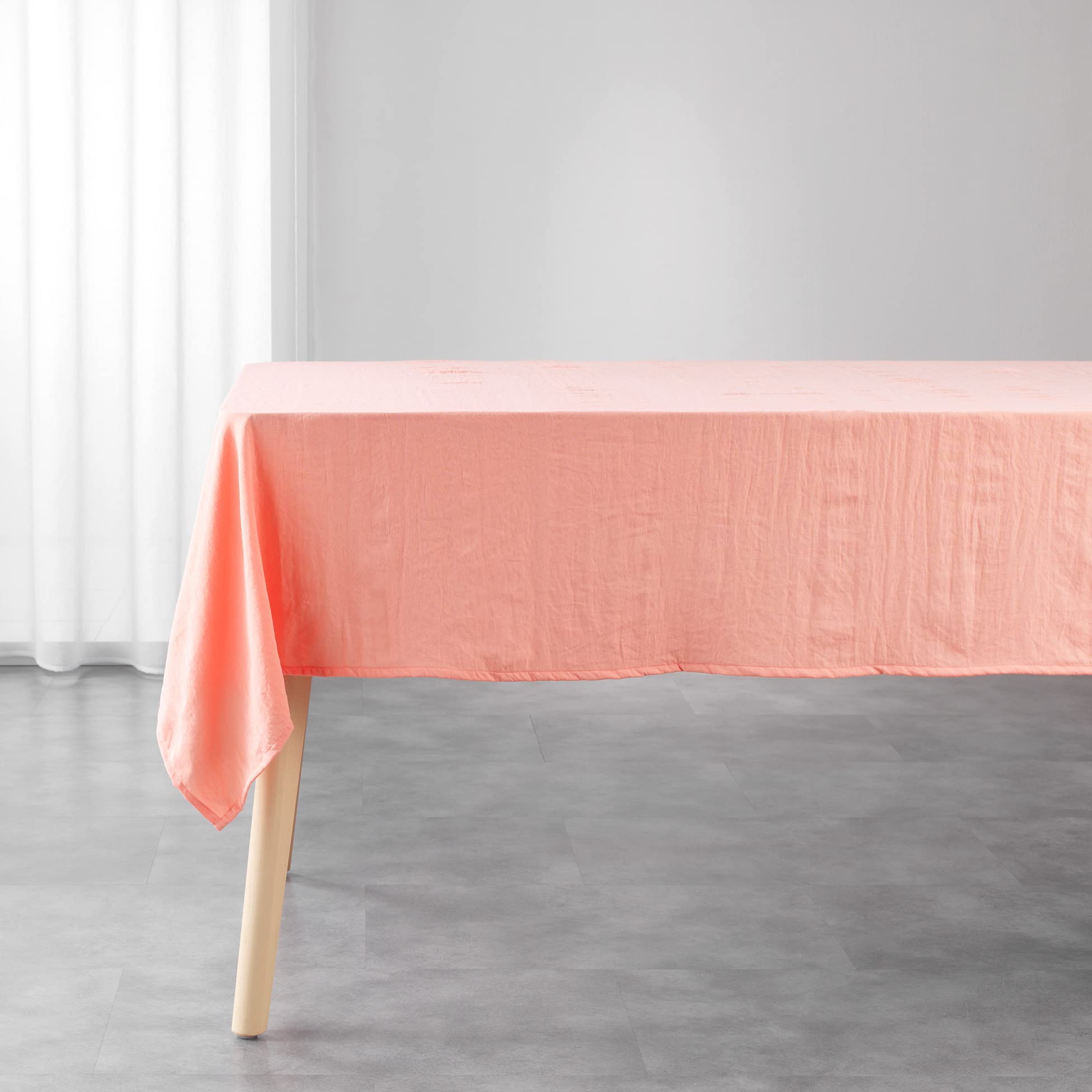 Douceur d'Intérieur Suzy Coral Rectangular Tablecloth 140 x 240 cm Microfibre Washed