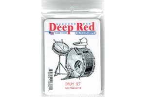 Deep Red Stamps Drum Set Rubber Cling Stamp 2.1 x 2.1 inches