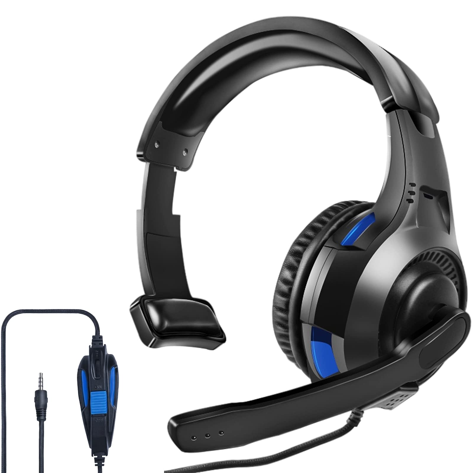 Photo 1 of One Ear Headset with Mic for PS5/PS4/Xbox One/Xbox Series X/S/Nintendo Switch/Lite/Steam Deck, Gaming Headphone with Microphone Control, 3.5MM Wired Unilateral Chat Headset for Laptop/Tablets/Phone/PC