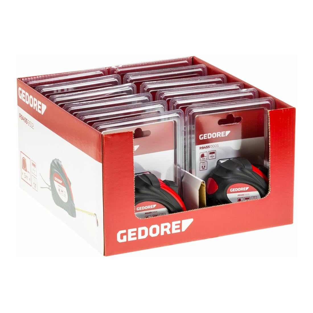 Gedore Red R94559512 Display Tape Measure 5 m 12 Pieces