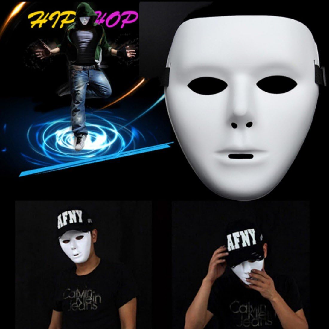 Ungfu Mall 1 PC Halloween Ghost Dance Hip-hop Performances Masks Jabbawockeez Mask Party Dress Masks (White) - Image 3