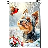 Winter Yorkie Dog Garden Flag 12x18 Double Sided, Small Burlap Seasonal Snow Garden Flag Winter Christmas Outdoor Yard Decorations Porch Lawn Flags for Outside