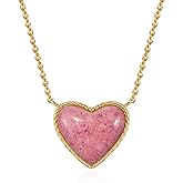 VACRONA Gold Heart Necklace for Women 14K Gold Plated Heart Pendant Necklace with Natural Stone Heart Charm Jewelry Valentine's Day Birthday Gifts for Her