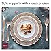 Plastic Silverware Thanksgiving Disposable Plate Set - 25 Guests - Includes Rose Gold Dinner and Appetizer Dessert Plates, Forks, Knives Spoons - 125 Pcs Total