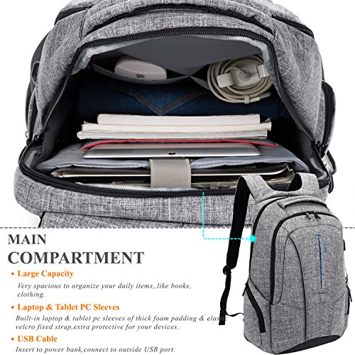 image for DTBG 17 Inch Laptop Backpack with USB Charging Port Anti-theft Pockets