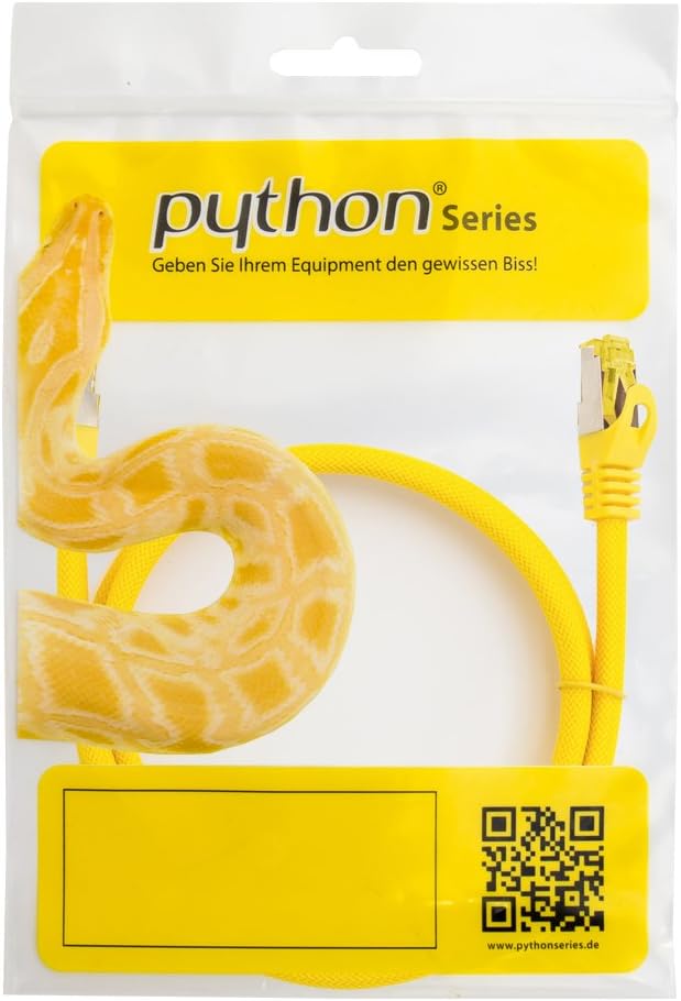 Python Series Ethernet LAN Patch Cable with RNS latch protection and Nylon Mesh yellow yellow 1 m - Image 5
