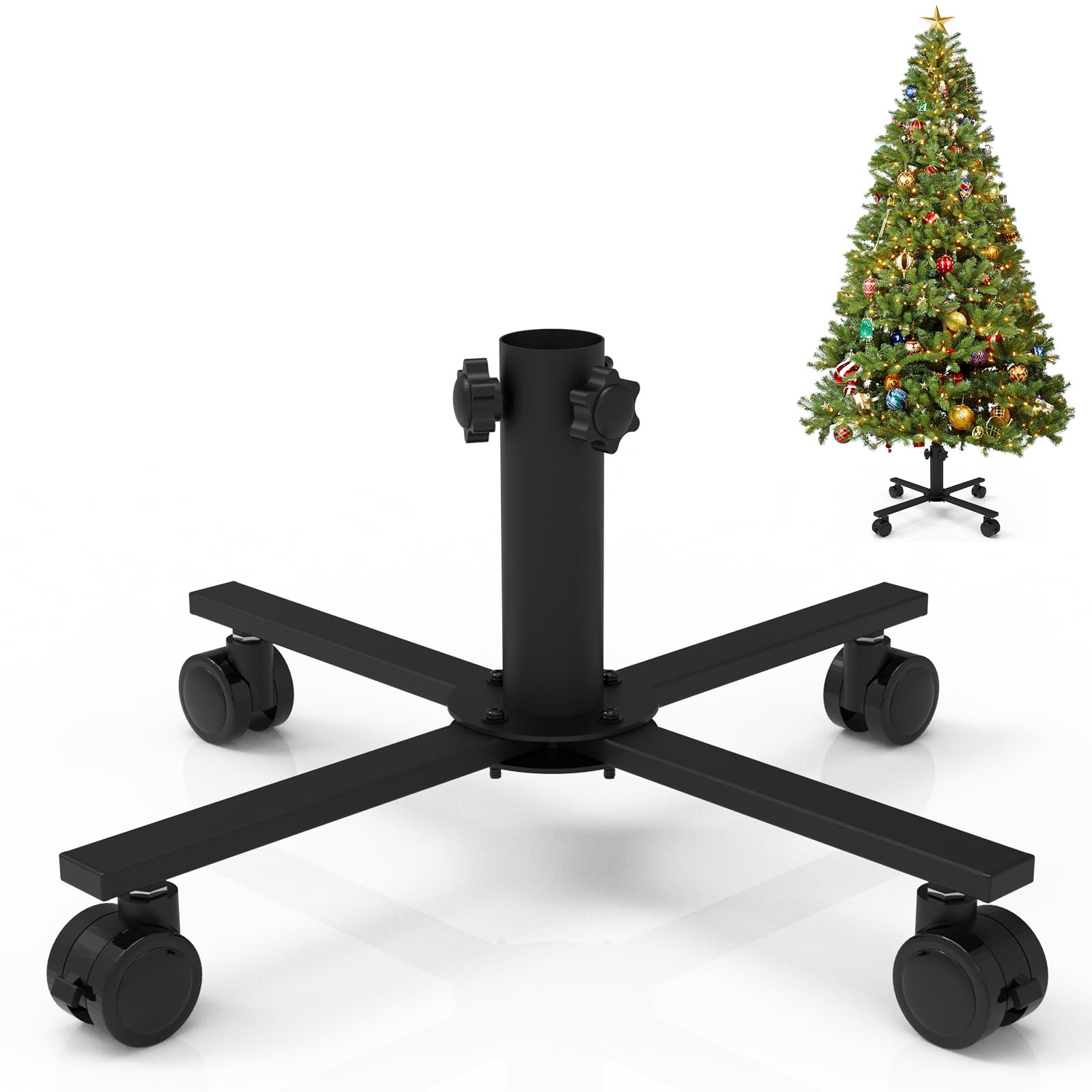 tonhui Christmas Tree Stand for Artificial Tree, Replacement Xmas Tree Stand Base with Universal Wheel for 90 to 180cm Artificial Trees, Black