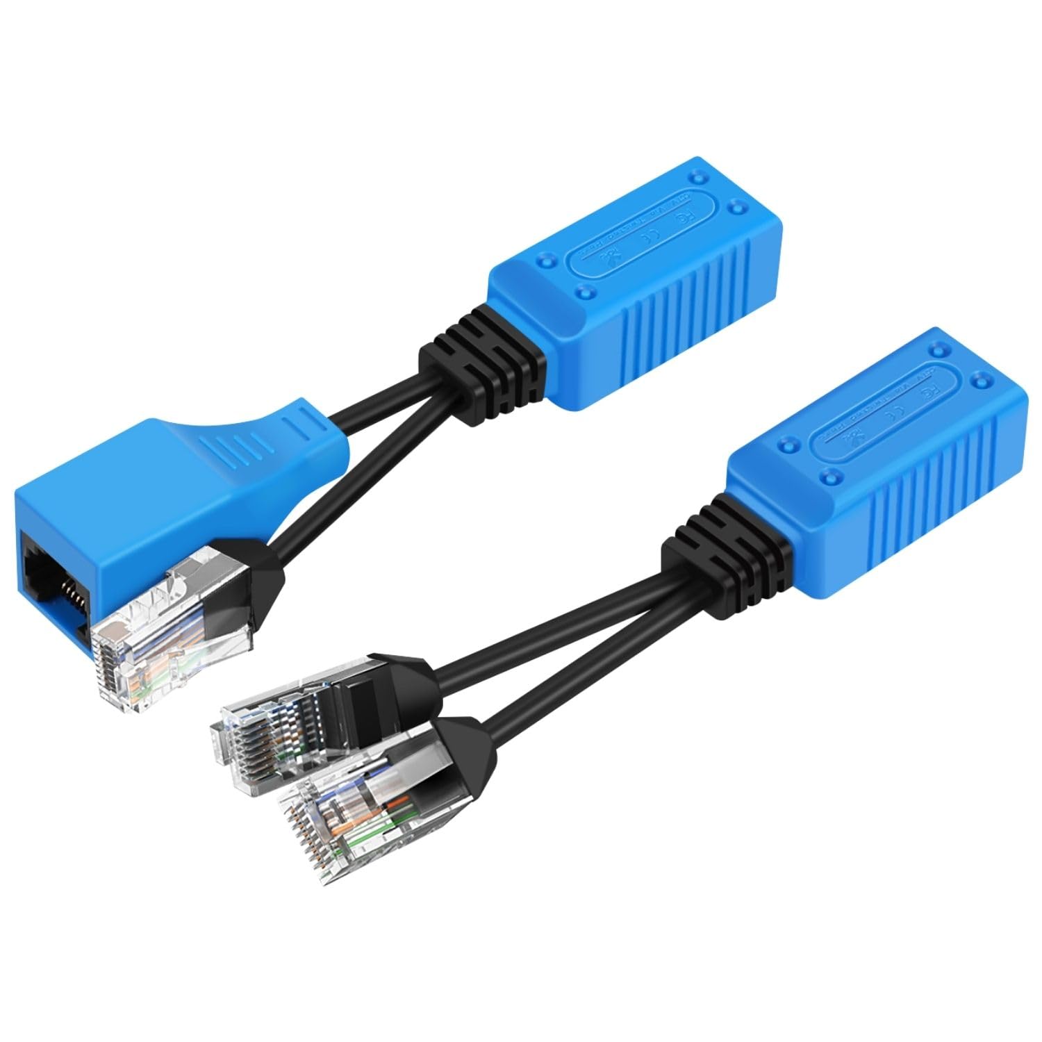 TNP RJ45 Ethernet Cable Combiner/Splitter Kit (1 Pair), 2 Male to 1 Female & 1 Male to 1 Female POE Data Adapter LAN Ethernet Network Extender Y Splitter Cat5e Cat6 Cable for Surveillance