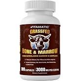 Vitamatic Grass-Fed Beef Bone &amp; Marrow 180 Capsules &ndash; Freeze-Dried, Non-GMO, Bovine Liver Supplement &ndash; Pasture-Raised, Glandular-Based Formula