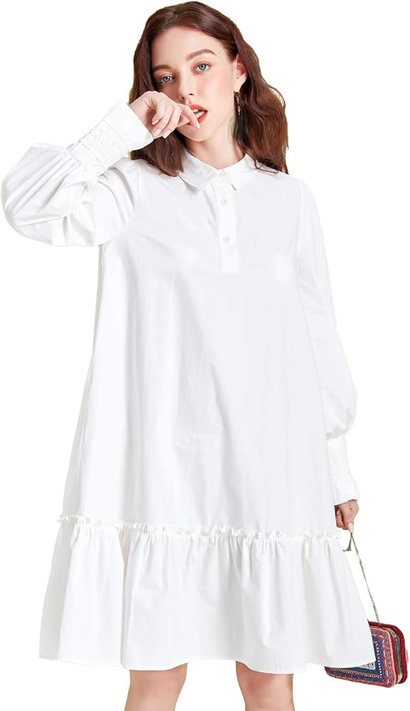 white midi shirt dress
