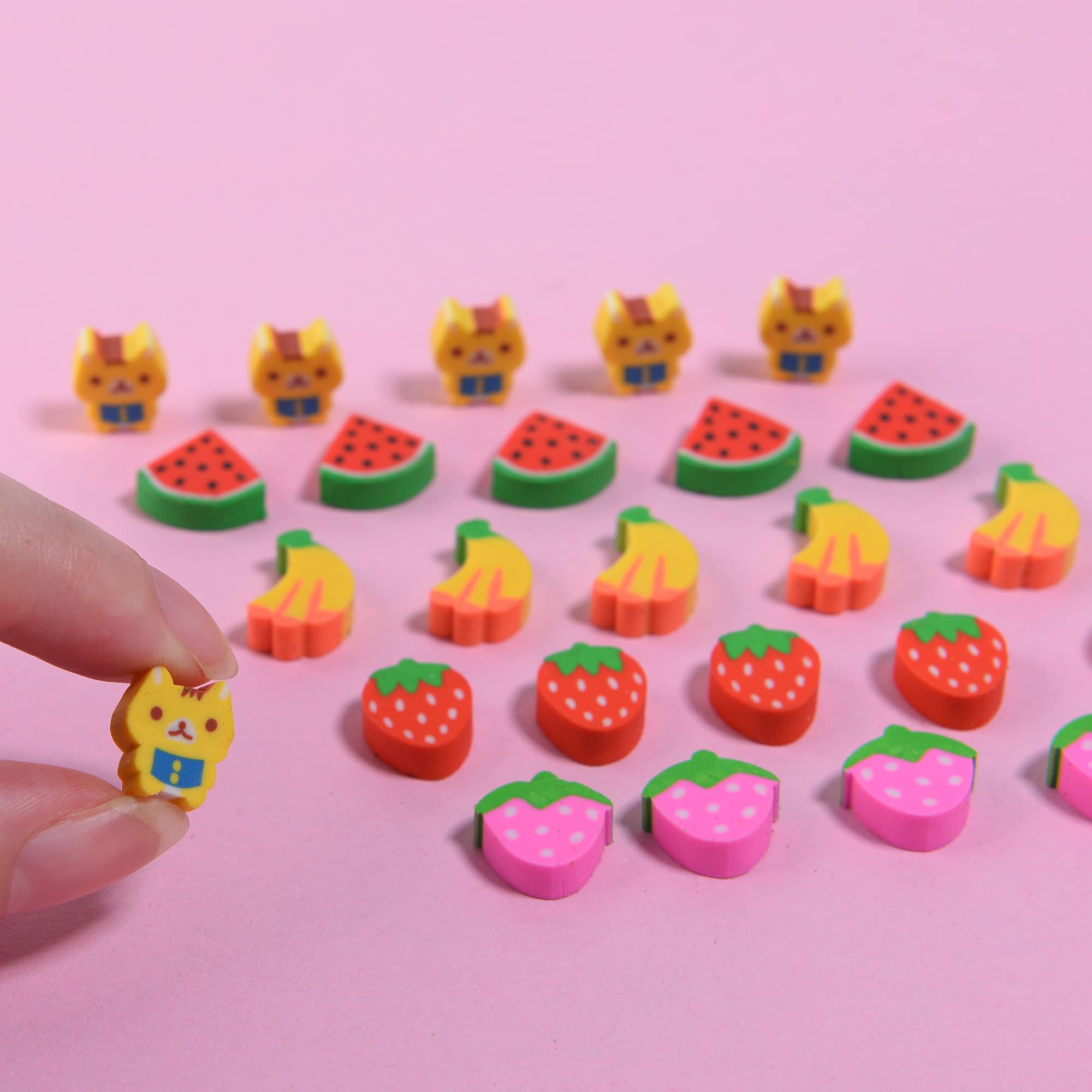 Mini Erasers for Kids Bulk, 300 Pieces Small Fun Cute Animal Fruit Erasers