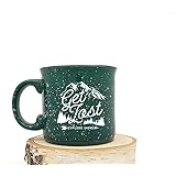 Campfire Mug - Get Lost Explore - Speckled Color Mug - Screen Printed Coffee Mug