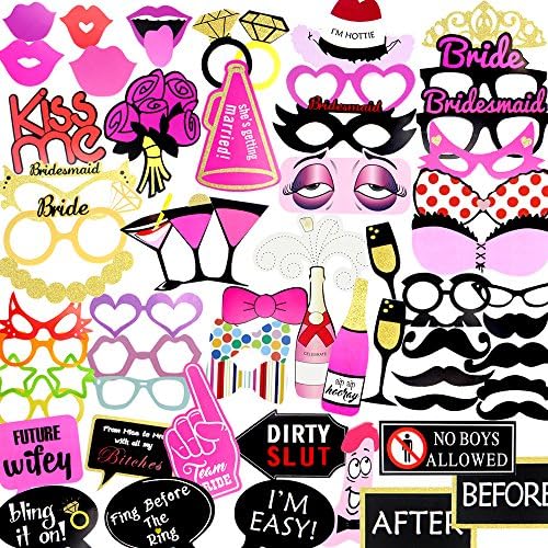 Joyereryday 82PCS Bachelorette Photo Booth Props Kit Selfie DIY Photo Props for Girls Night Out Games Hen Bachelorette Party Decorations