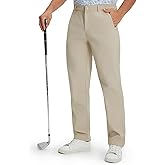 M MAELREG Fleece Lined Golf Pants for Men 30"/32"/34" Water Resistant Stretch Winter Pants for Men Casual Dress Work Light Khaki